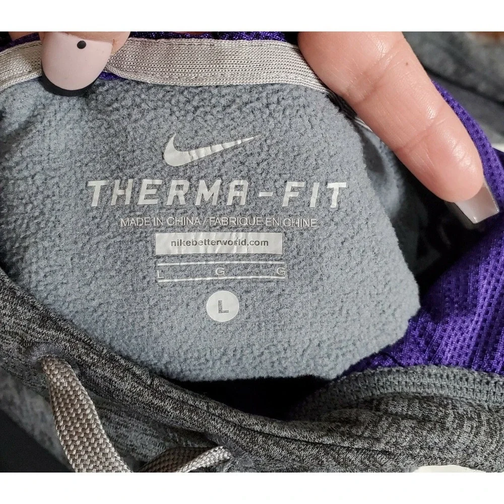 Nike Therma Fit Women's Size Large Pullover Hoodie w/Thumbholes Gray & Purple